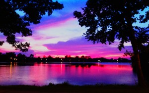 sunset over lsu lakes